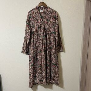 Handmade Floral Print Cotton Maxi Dress Coastal Palm Beach Women’s XL